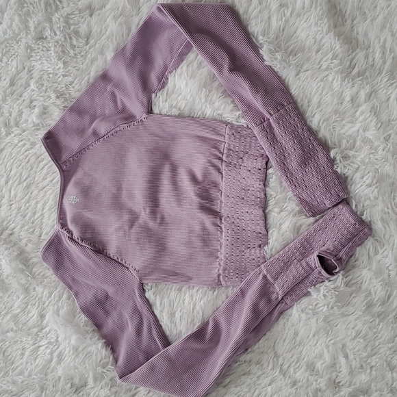 35. Free People Movement Cut It Out Longsleeve Crop Lilac - Picture 6 of 13